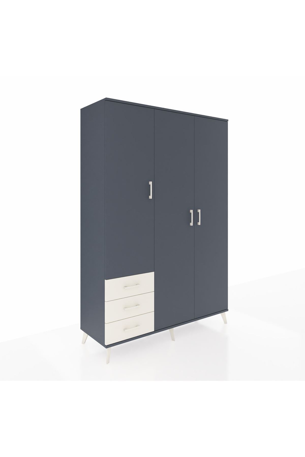 Hyperion Dolap 6 Raflı 3 Çekmeceli Tek Askılı 132x44x195 Antrasit-Antrasit/Aytaşı