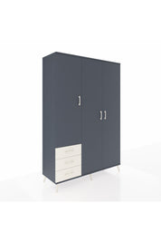 Hyperion Dolap 6 Raflı 3 Çekmeceli Tek Askılı 132x44x195 Antrasit-Antrasit/Aytaşı