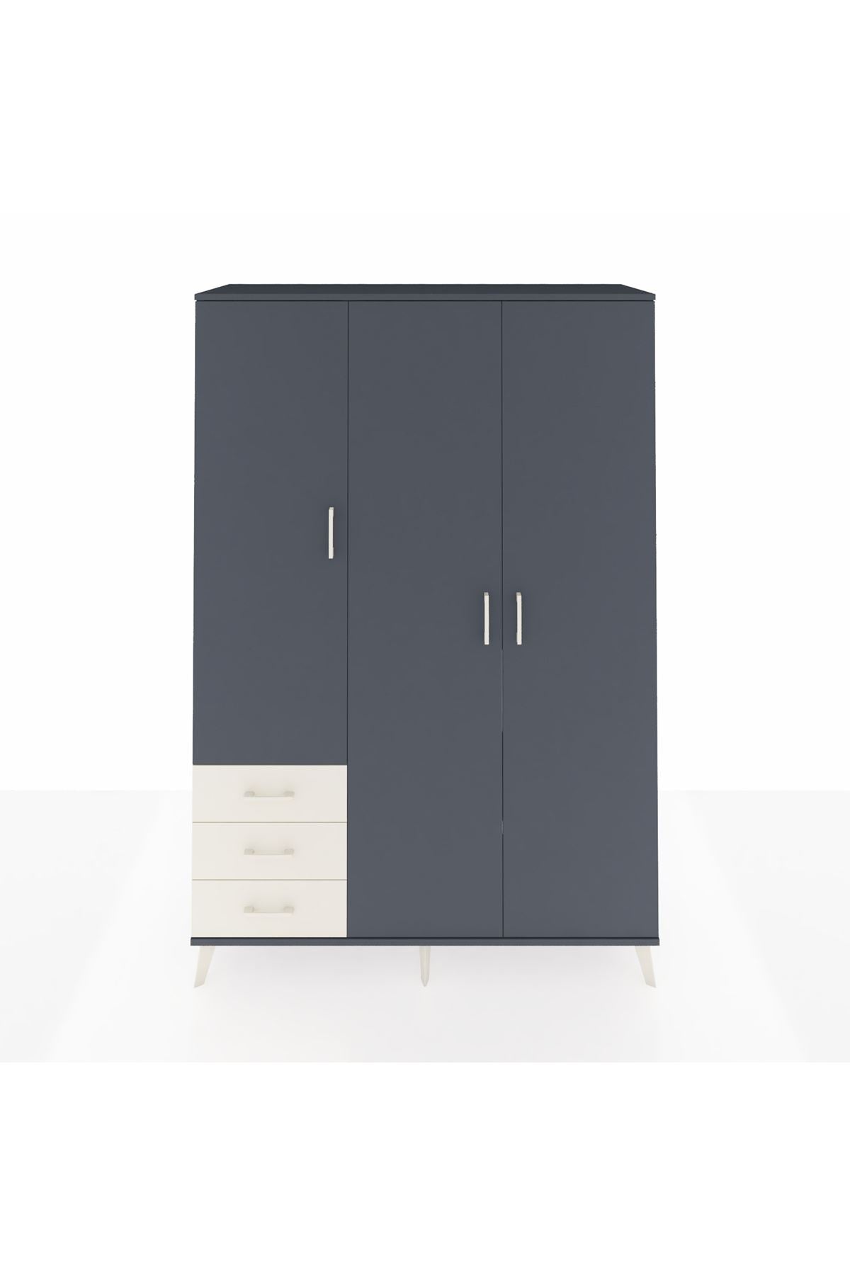 Hyperion Dolap 6 Raflı 3 Çekmeceli Tek Askılı 132x44x195 Antrasit-Antrasit/Aytaşı