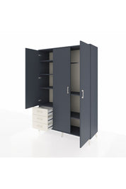 Hyperion Dolap 6 Raflı 3 Çekmeceli Tek Askılı 132x44x195 Antrasit-Antrasit/Aytaşı