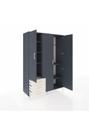 Hyperion Dolap 6 Raflı 3 Çekmeceli Tek Askılı 132x44x195 Antrasit-Antrasit/Aytaşı