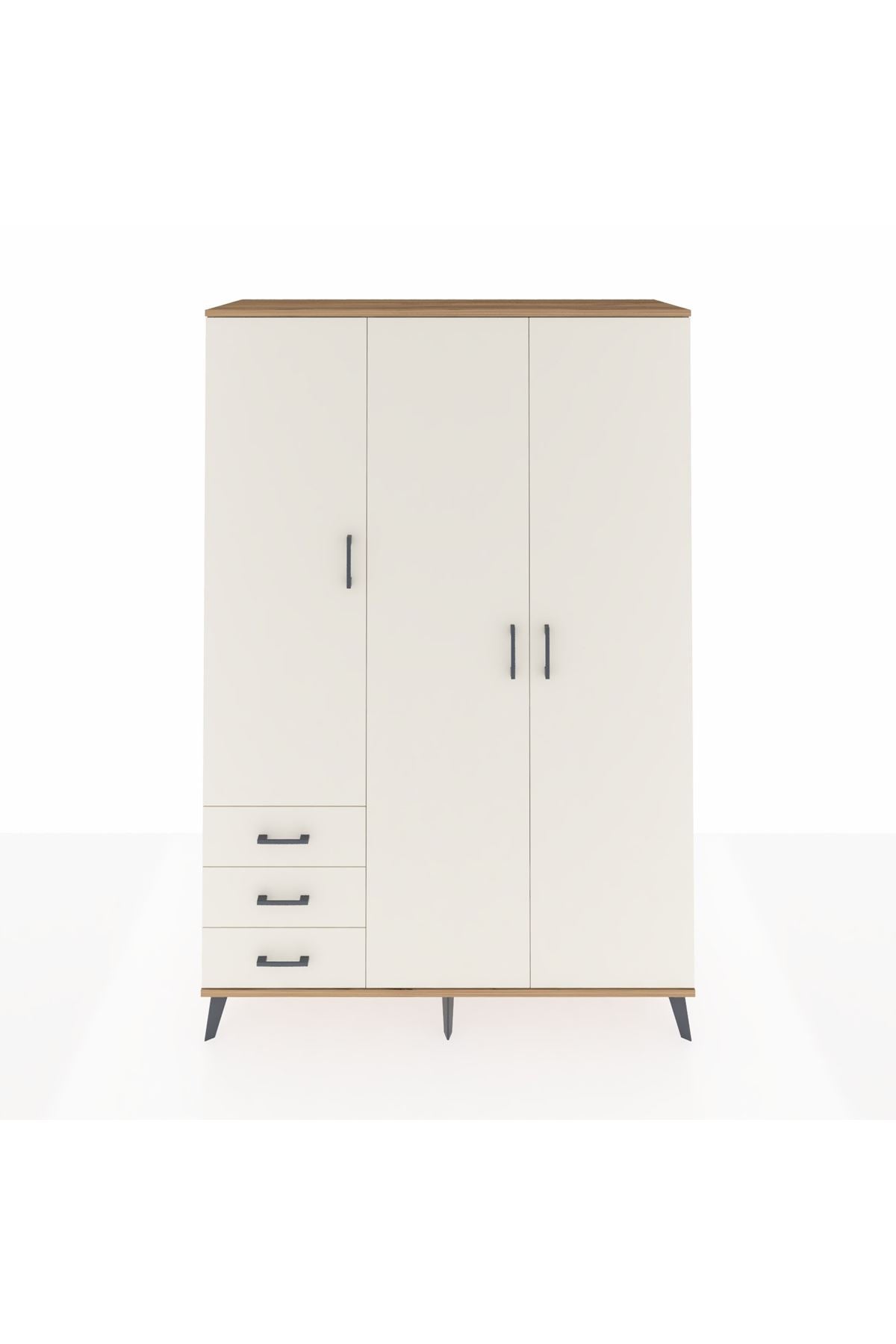 Hyperion Dolap 6 Raflı 3 Çekmeceli Tek Askılı 132x44x195 Çam-Aytaşı/Aytaşı