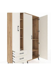Hyperion Dolap 6 Raflı 3 Çekmeceli Tek Askılı 132x44x195 Çam-Aytaşı/Aytaşı