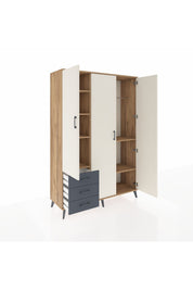 Hyperion Dolap 6 Raflı 3 Çekmeceli Tek Askılı 132x44x195 Çam-Aytaşı/Antrasit