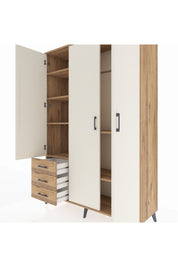 Hyperion Dolap 6 Raflı 3 Çekmeceli Tek Askılı 132x44x195 Çam-Aytaşı/Çam