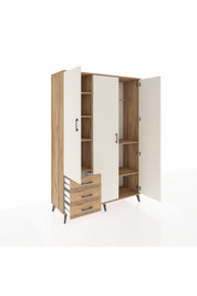 Hyperion Dolap 6 Raflı 3 Çekmeceli Tek Askılı 132x44x195 Çam-Aytaşı/Çam