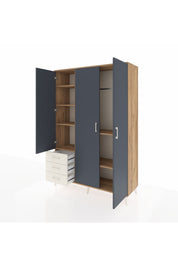 Hyperion Dolap 6 Raflı 3 Çekmeceli Tek Askılı 132x44x195 Çam-Antrasit/Aytaşı