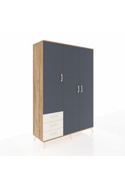 Hyperion Dolap 6 Raflı 3 Çekmeceli Tek Askılı 132x44x195 Çam-Antrasit/Aytaşı