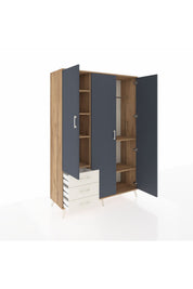 Hyperion Dolap 6 Raflı 3 Çekmeceli Tek Askılı 132x44x195 Çam-Antrasit/Aytaşı