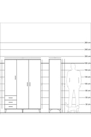 Hyperion Dolap 6 Raflı 3 Çekmeceli Tek Askılı 132x44x195 Çam-Antrasit/Aytaşı