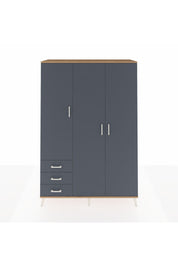 Hyperion Dolap 6 Raflı 3 Çekmeceli Tek Askılı 132x44x195 Çam-Antrasit/Antrasit