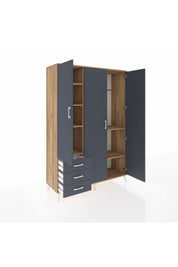 Hyperion Dolap 6 Raflı 3 Çekmeceli Tek Askılı 132x44x195 Çam-Antrasit/Antrasit