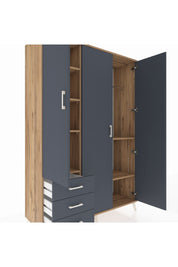 Hyperion Dolap 6 Raflı 3 Çekmeceli Tek Askılı 132x44x195 Çam-Antrasit/Antrasit