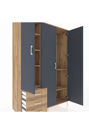 Hyperion Dolap 6 Raflı 3 Çekmeceli Tek Askılı 132x44x195 Çam-Antrasit/Çam