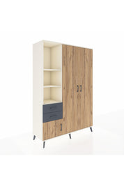 Hyperion Dolap 5 Raflı 2 Çekmeceli Tek Askılı 132x44x195 Aytaşı-Çam/Antrasit