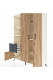 Hyperion Dolap 5 Raflı 2 Çekmeceli Tek Askılı 132x44x195 Aytaşı-Çam/Antrasit