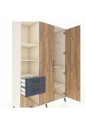 Hyperion Dolap 5 Raflı 2 Çekmeceli Tek Askılı 132x44x195 Aytaşı-Çam/Antrasit