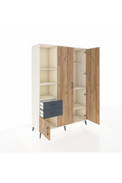 Hyperion Dolap 5 Raflı 2 Çekmeceli Tek Askılı 132x44x195 Aytaşı-Çam/Antrasit