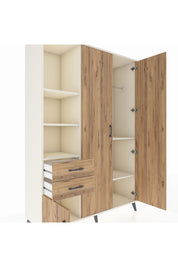 Hyperion Dolap 5 Raflı 2 Çekmeceli Tek Askılı 132x44x195 Aytaşı-Çam/Çam