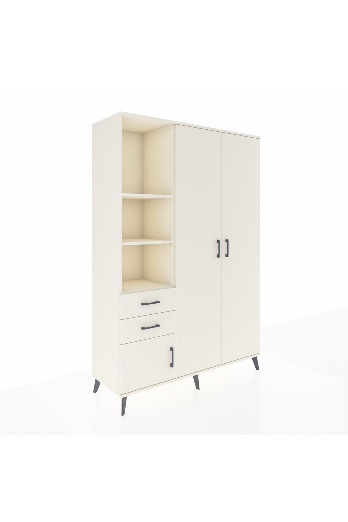 Hyperion Dolap 5 Raflı 2 Çekmeceli Tek Askılı 132x44x195 Aytaşı-Aytaşı/Aytaşı