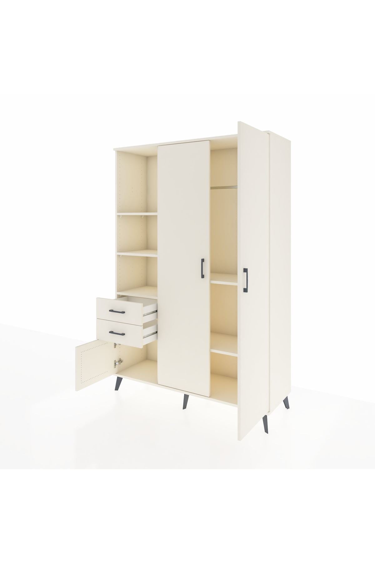 Hyperion Dolap 5 Raflı 2 Çekmeceli Tek Askılı 132x44x195 Aytaşı-Aytaşı/Aytaşı