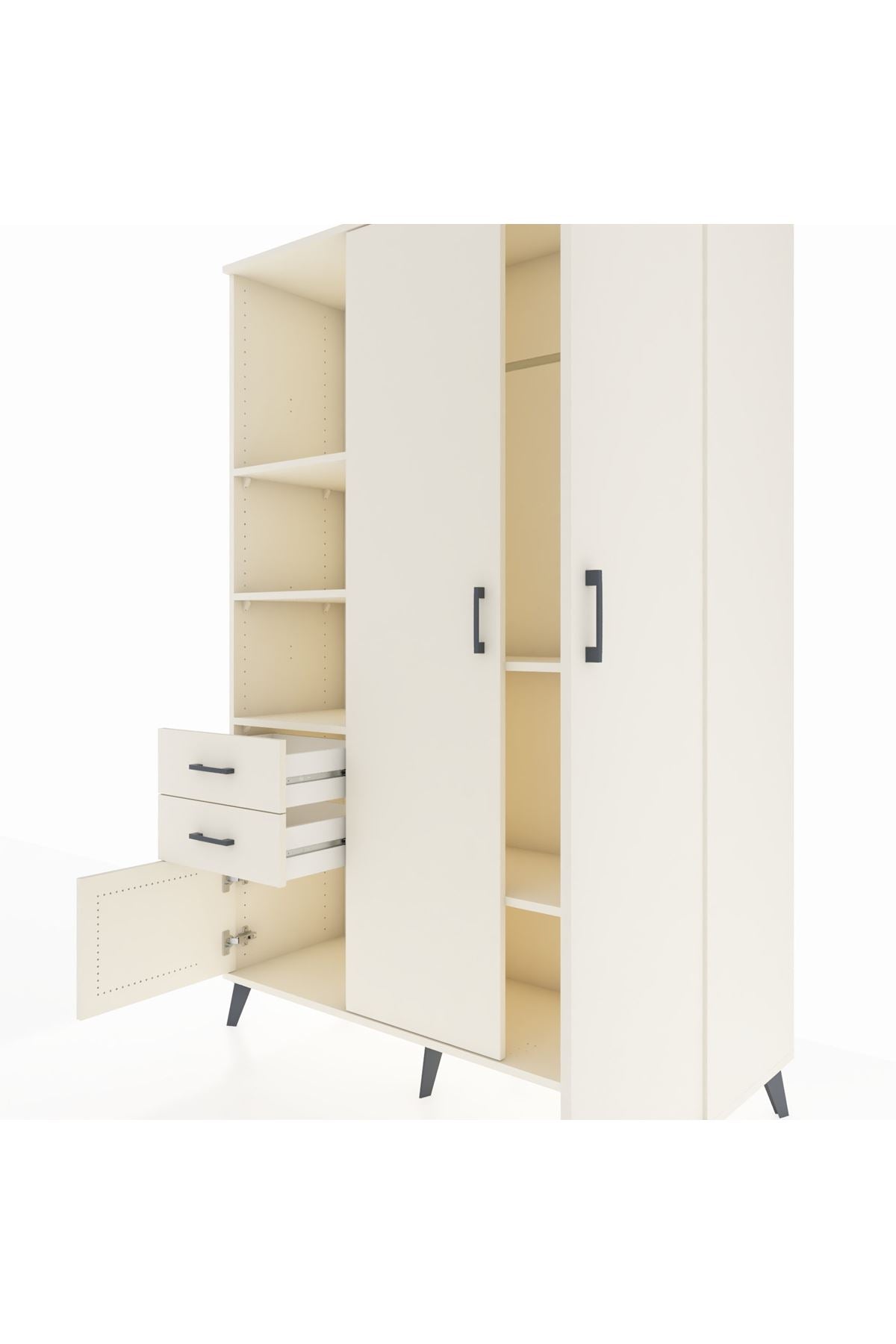 Hyperion Dolap 5 Raflı 2 Çekmeceli Tek Askılı 132x44x195 Aytaşı-Aytaşı/Aytaşı