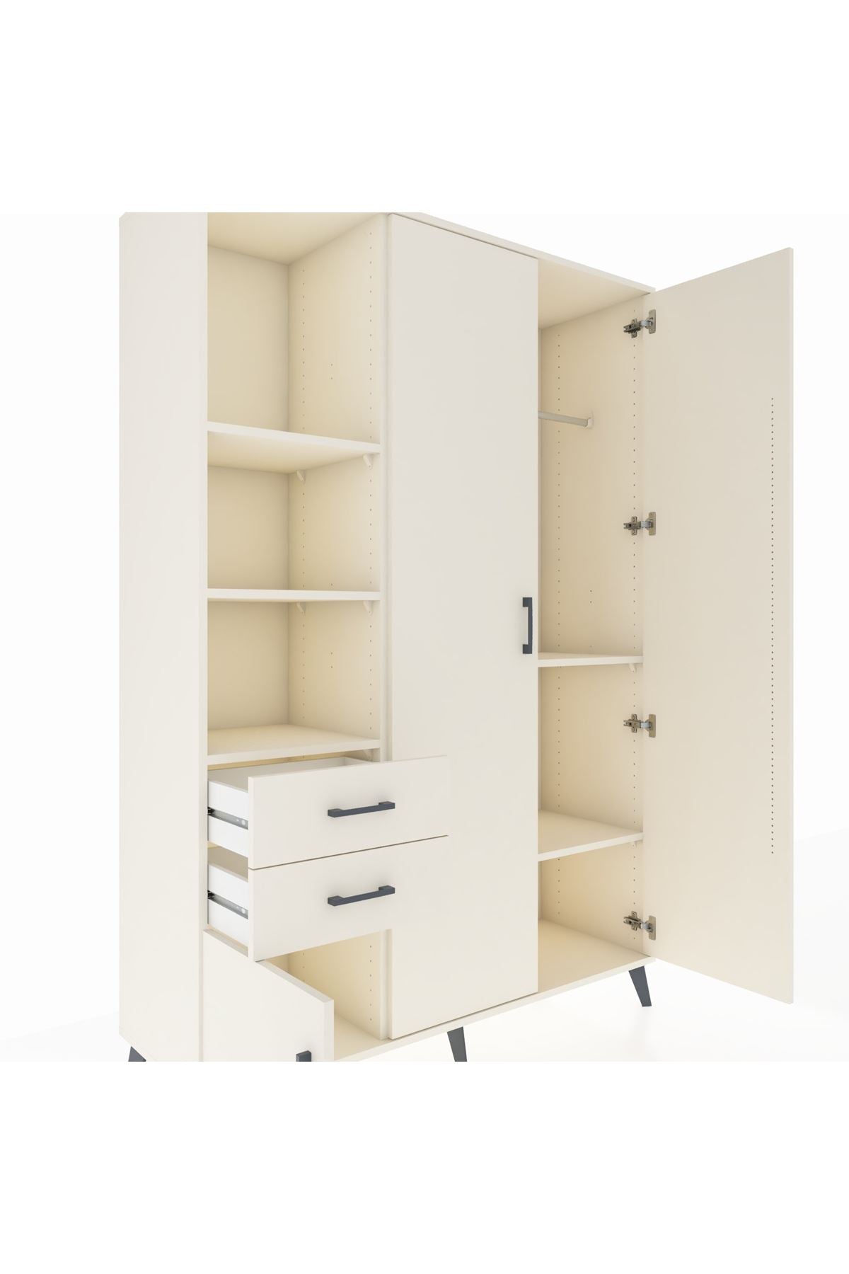 Hyperion Dolap 5 Raflı 2 Çekmeceli Tek Askılı 132x44x195 Aytaşı-Aytaşı/Aytaşı