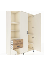 Hyperion Dolap 5 Raflı 2 Çekmeceli Tek Askılı 132x44x195 Aytaşı-Aytaşı/Çam