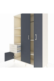 Hyperion Dolap 5 Raflı 2 Çekmeceli Tek Askılı 132x44x195 Aytaşı-Antrasit/Aytaşı