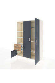 Hyperion Dolap 5 Raflı 2 Çekmeceli Tek Askılı 132x44x195 Aytaşı-Antrasit/Çam