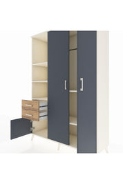 Hyperion Dolap 5 Raflı 2 Çekmeceli Tek Askılı 132x44x195 Aytaşı-Antrasit/Çam