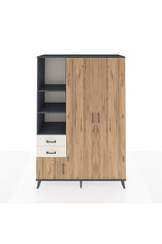 Hyperion Dolap 5 Raflı 2 Çekmeceli Tek Askılı 132x44x195 Antrasit-Çam/Aytaşı
