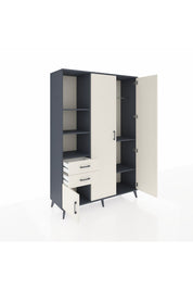 Hyperion Dolap 5 Raflı 2 Çekmeceli Tek Askılı 132x44x195 Antrasit-Aytaşı/Aytaşı