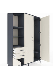 Hyperion Dolap 5 Raflı 2 Çekmeceli Tek Askılı 132x44x195 Antrasit-Aytaşı/Aytaşı