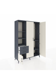 Hyperion Dolap 5 Raflı 2 Çekmeceli Tek Askılı 132x44x195 Antrasit-Aytaşı/Antrasit