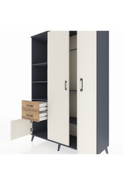 Hyperion Dolap 5 Raflı 2 Çekmeceli Tek Askılı 132x44x195 Antrasit-Aytaşı/Çam