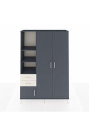 Hyperion Dolap 5 Raflı 2 Çekmeceli Tek Askılı 132x44x195 Antrasit-Antrasit/Aytaşı
