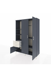 Hyperion Dolap 5 Raflı 2 Çekmeceli Tek Askılı 132x44x195 Antrasit-Antrasit/Aytaşı