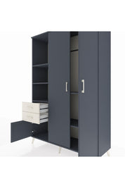 Hyperion Dolap 5 Raflı 2 Çekmeceli Tek Askılı 132x44x195 Antrasit-Antrasit/Aytaşı