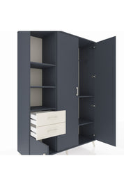 Hyperion Dolap 5 Raflı 2 Çekmeceli Tek Askılı 132x44x195 Antrasit-Antrasit/Aytaşı