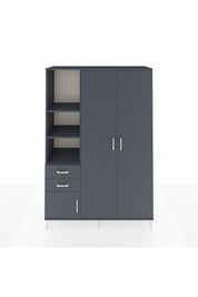 Hyperion Dolap 5 Raflı 2 Çekmeceli Tek Askılı 132x44x195 Antrasit-Antrasit/Antrasit