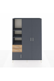 Hyperion Dolap 5 Raflı 2 Çekmeceli Tek Askılı 132x44x195 Antrasit-Antrasit/Çam