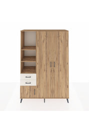 Hyperion Dolap 5 Raflı 2 Çekmeceli Tek Askılı 132x44x195 Çam-Çam/Aytaşı