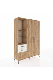 Hyperion Dolap 5 Raflı 2 Çekmeceli Tek Askılı 132x44x195 Çam-Çam/Aytaşı