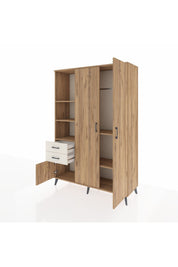 Hyperion Dolap 5 Raflı 2 Çekmeceli Tek Askılı 132x44x195 Çam-Çam/Aytaşı