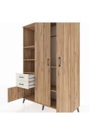 Hyperion Dolap 5 Raflı 2 Çekmeceli Tek Askılı 132x44x195 Çam-Çam/Aytaşı