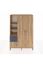 Hyperion Dolap 5 Raflı 2 Çekmeceli Tek Askılı 132x44x195 Çam-Çam/Antrasit