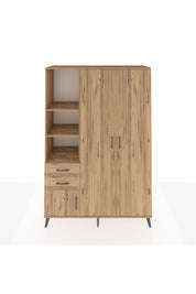 Hyperion Dolap 5 Raflı 2 Çekmeceli Tek Askılı 132x44x195 Çam-Çam/Çam