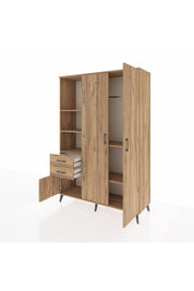 Hyperion Dolap 5 Raflı 2 Çekmeceli Tek Askılı 132x44x195 Çam-Çam/Çam