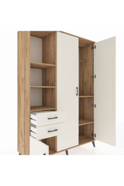 Hyperion Dolap 5 Raflı 2 Çekmeceli Tek Askılı 132x44x195 Çam-Aytaşı/Aytaşı